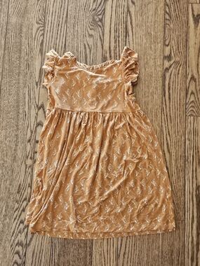 Kate Quinn Ruffled Cap Sleeve Dress in Mustard Rabbit Alice In Wonderland 5Y 5T